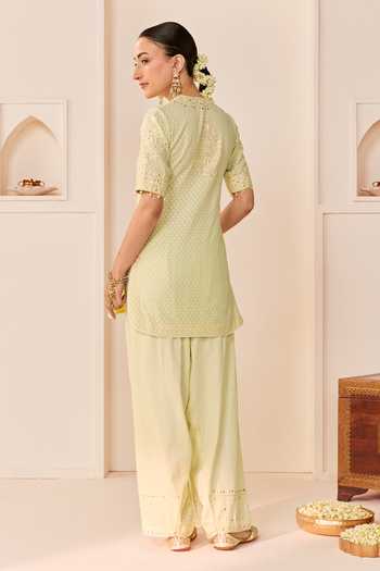 Sheetal Batra Anaisha Mint Green Short Kurta Farshi Salwar Set 