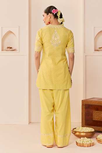 Sheetal Batra Anaisha Lemon Yellow Short Kurta Set 