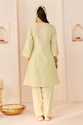 Sheetal Batra Reem Mint Green Short Choga Kurta Salwar Set 