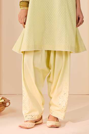 Shop Sheetal Batra Green Chanderi , Cotton, Reem Mint Short Choga Kurta Salwar Set Online at Aza Fashions Shop_Sheetal Batra_Green Chanderi , Cotton, Reem Mint Short Choga Kurta Salwar Set _Online_at_Aza_Fashions