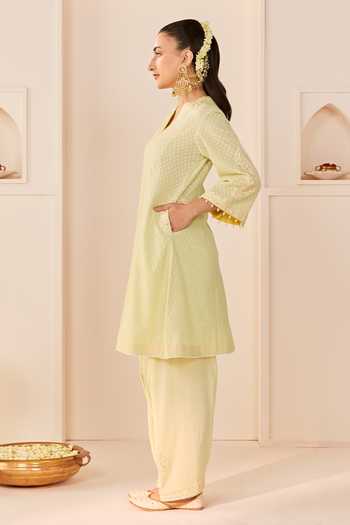 Sheetal Batra Green Chanderi , Cotton, Reem Mint Short Choga Kurta Salwar Set at Aza Fashions Sheetal Batra_Green Chanderi , Cotton, Reem Mint Short Choga Kurta Salwar Set _at_Aza_Fashions
