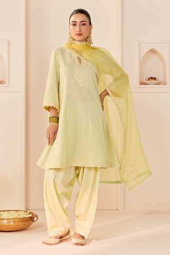 Sheetal Batra Reem Mint Green Short Choga Kurta Salwar Set 