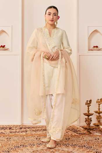 Sheetal Batra Reem Daisy Ivory Short Choga Kurta Salwar Set 