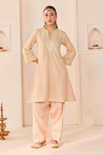 Sheetal Batra Pink Chanderi , Cotton, Reem Carnation Short Choga Kurta Salwar Set Online at Aza Fashions Sheetal Batra_Pink Chanderi , Cotton, Reem Carnation Short Choga Kurta Salwar Set _Online_at_Aza_Fashions