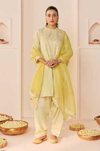 Sheetal Batra Nida Mint Green Short Choga Kurta Set 