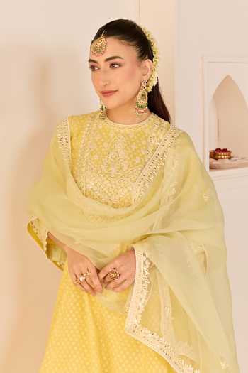 Shop Sheetal Batra Yellow Chanderi Silk, Cotton Round Nida Lemon Short Choga Kurta Salwar Set Online at Aza Fashions Shop_Sheetal Batra_Yellow Chanderi Silk, Cotton Round Nida Lemon Short Choga Kurta Salwar Set _Online_at_Aza_Fashions