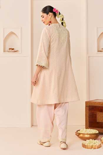 Sheetal Batra Nida Carnation Pink Short Choga Kurta Salwar Set 