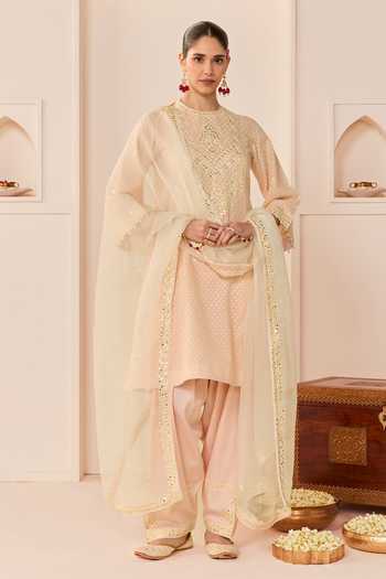Sheetal Batra Nida Carnation Pink Short Choga Kurta Salwar Set 