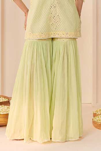 Sheetal Batra Green Chanderi , Cotton, Organza Round Yasneen Woven Kurta Gharara Set Online at Aza Fashions Sheetal Batra_Green Chanderi , Cotton, Organza Round Yasneen Woven Kurta Gharara Set _Online_at_Aza_Fashions