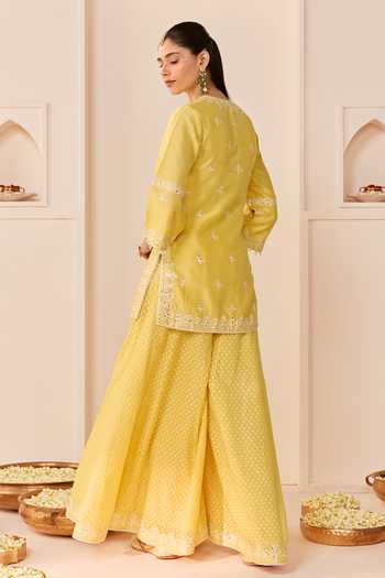 Sheetal Batra Rehma Lemon Yellow Short Kurta Sharara Set 