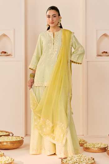 Sheetal Batra Rehma Mint Green Short Kurta Sharara Set 