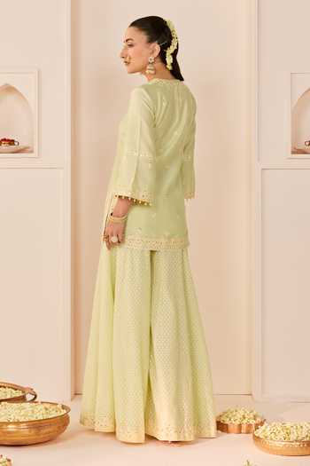 Sheetal Batra Rehma Mint Green Short Kurta Sharara Set 