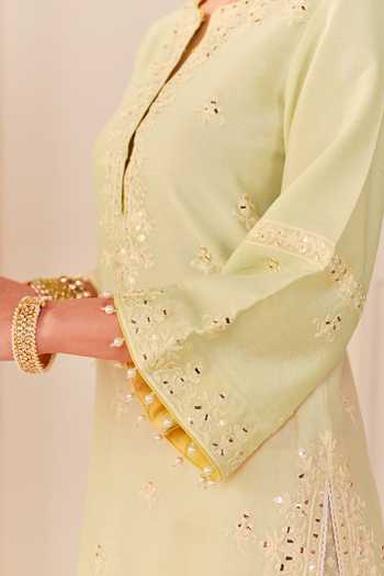 Sheetal Batra Green Chanderi , Organza Round Rehma Mint Short Kurta Sharara Set Online at Aza Fashions Sheetal Batra_Green Chanderi , Organza Round Rehma Mint Short Kurta Sharara Set _Online_at_Aza_Fashions