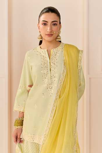 Buy Sheetal Batra Green Chanderi , Organza Round Rehma Mint Short Kurta Sharara Set Buy_Sheetal Batra_Green Chanderi , Organza Round Rehma Mint Short Kurta Sharara Set