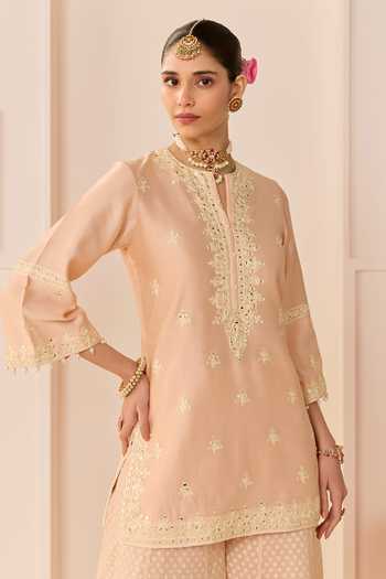 Buy Sheetal Batra Pink Chanderi , Organza Round Rehma Carnation Short Kurta Sharara Set Online at Aza Fashions Buy_Sheetal Batra_Pink Chanderi , Organza Round Rehma Carnation Short Kurta Sharara Set _Online_at_Aza_Fashions