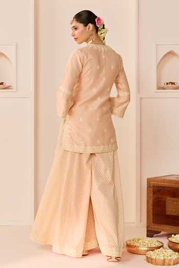 Sheetal Batra Rehma Carnation Pink Short Kurta Sharara Set 