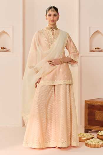 Sheetal Batra Rehma Carnation Pink Short Kurta Sharara Set 