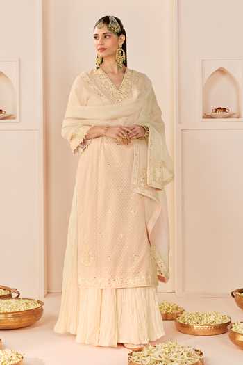 Sheetal Batra Ruhani Carnation Pink Long Kurta Skirt Set 