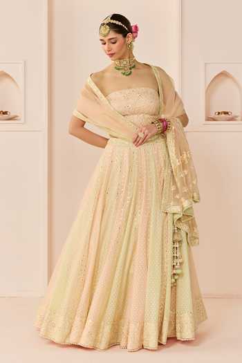 Sheetal Batra Pink Chanderi , Organza Bandeau Umaiza Carnation Lehenga Blouse Set Online at Aza Fashions Sheetal Batra_Pink Chanderi , Organza Bandeau Umaiza Carnation Lehenga Blouse Set _Online_at_Aza_Fashions