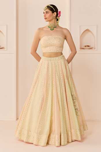 Sheetal Batra Pink Chanderi , Organza Bandeau Umaiza Carnation Lehenga Blouse Set at Aza Fashions Sheetal Batra_Pink Chanderi , Organza Bandeau Umaiza Carnation Lehenga Blouse Set _at_Aza_Fashions