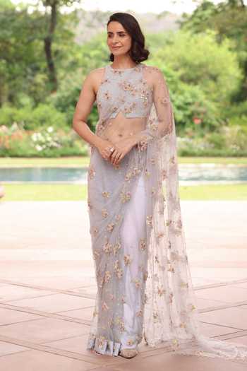 Summer By Priyanka Gupta Crystal Garden Saree With Blouse