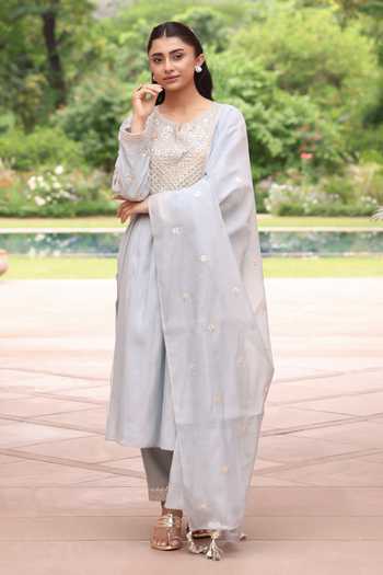 Summer By Priyanka Gupta Ice Blue Vrinda Yoke Kurta Set 