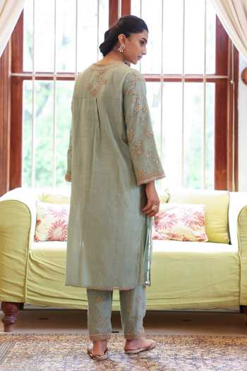 Summer By Priyanka Gupta Teal Vrinda Dori Kurta Set 