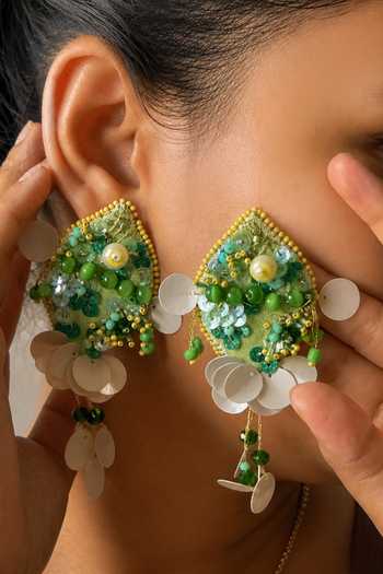 KIHOY_Green Parrot Fish Dangler Earrings _Online_at_Aza_Fashions