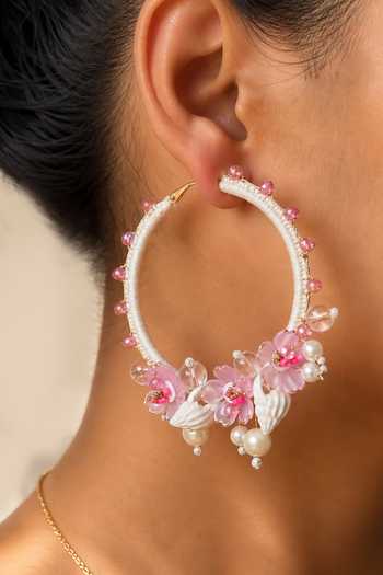 KIHOY Mermaid Embroidered Hoop Earrings 
