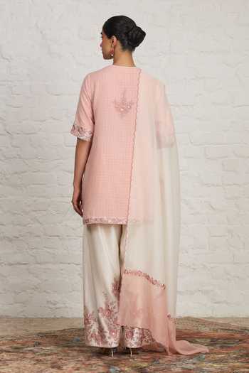 Sue Mue Evelyn Vintage Floral Embroidered Short Kurta Set 