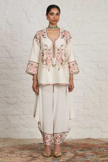 Sue Mue Serene Embroidered Kurta & Draped Salwar Set 