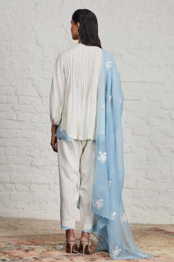 Sue Mue Letty Floral Bunch Embroidered Short Kurta Set 