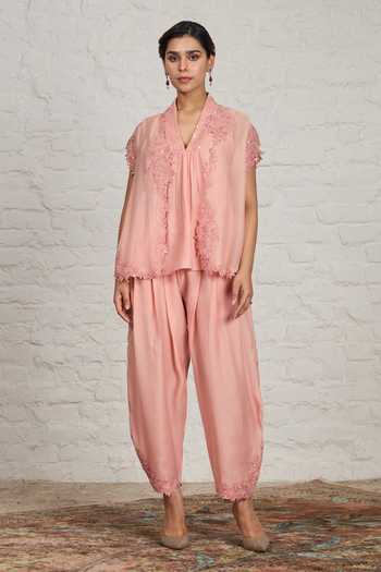 Sue Mue Isabell Floral Overlay Jacket & Harem Salwar Set 