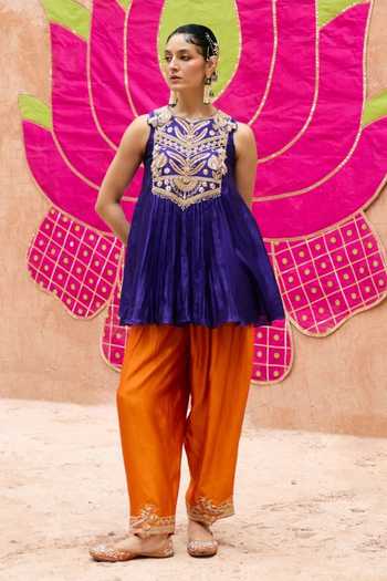 Buy Vinita Bhansali Purple Silk Round Neck Aarika Embroidered Kurta And Salwar Set Online at Aza Fashions Buy_Vinita Bhansali_Purple Silk Round Neck Aarika Embroidered Kurta And Salwar Set _Online_at_Aza_Fashions