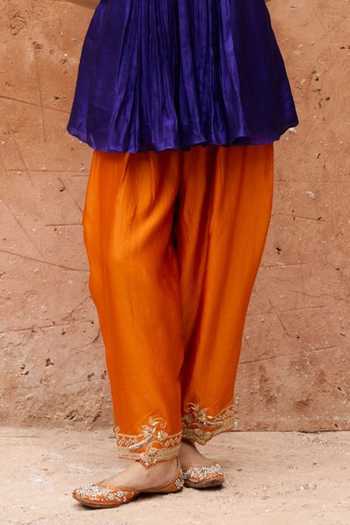 Shop Vinita Bhansali Purple Silk Round Neck Aarika Embroidered Kurta And Salwar Set Online at Aza Fashions Shop_Vinita Bhansali_Purple Silk Round Neck Aarika Embroidered Kurta And Salwar Set _Online_at_Aza_Fashions