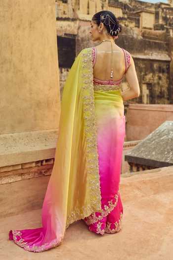 Vinita Bhansali Heer Embroidered Shaded Saree With Blouse 