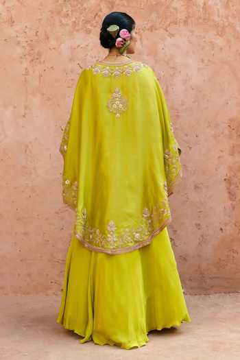 Vinita Bhansali Shehnaaz Embroidered Cape Skirt Set 