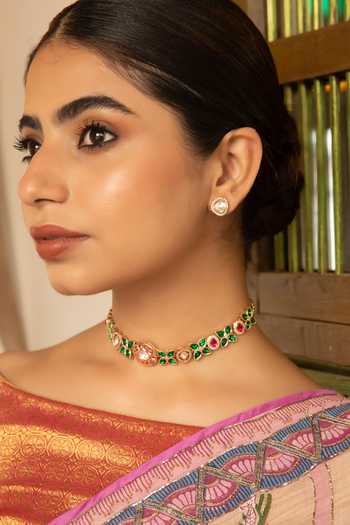 Xago Gulab Gharana Polki Moissanite Choker Set 