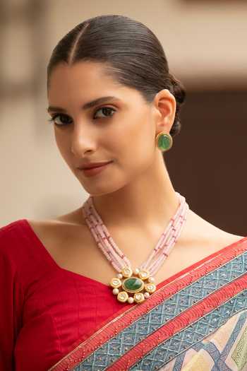 Xago Mehrab Polki Moissanite Necklace & Earrings Set 