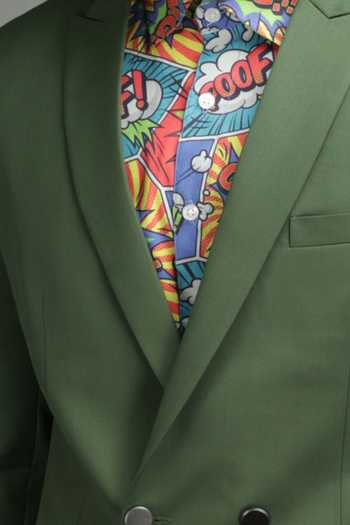Chatenya Mittal Green Wool Blend Blazer & Pant Set For Kids
