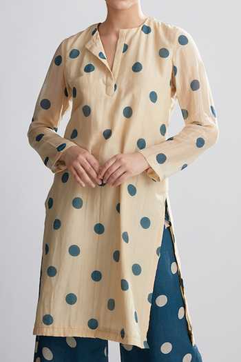 Koai Polka Dot Chanderi Silk Kurta For Kids
