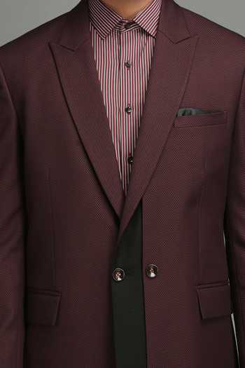 Chatenya Mittal Maroon Wool Blend Blazer For Kids