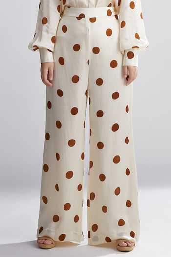 Koai Silk Polka Dot Print Palazzos For Kids