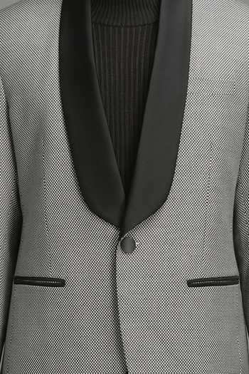 Chatenya Mittal Grey Polka Dot Blazer For Kids