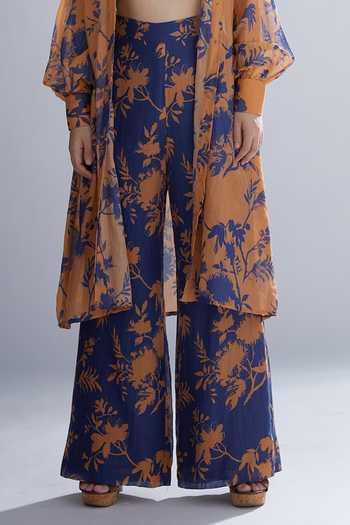 Koai Chanderi Silk Floral Print Palazzos For Kids