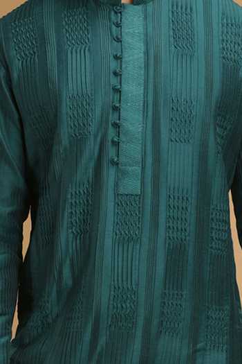 Chatenya Mittal Green Embroidered Kurta & Pant Set For Kids