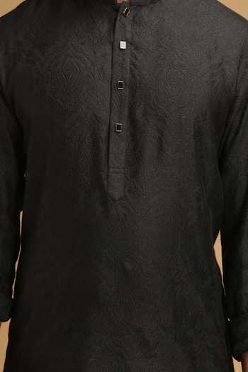 Chatenya Mittal Black Floral Motif Kurta For Kids