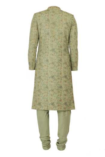 Manish Nagdeo Block Print Sherwani & Kurta Set For Kids