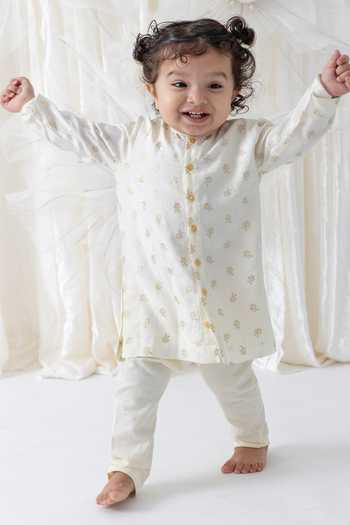 Tiber Taber Foil Print Rose Motif Kurta & Pyjama Set 