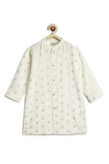 Buy_Tiber Taber_Cream Viscose, Cotton Foil Print Kurta And Pyjama Set 